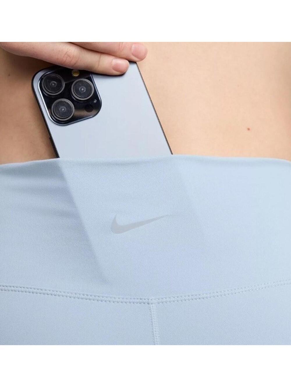 $45 NIKE Women's One Blue High-Waisted 8" Pockets Biker Shorts FZ6758-440 Sz L - Picture 5 of 5